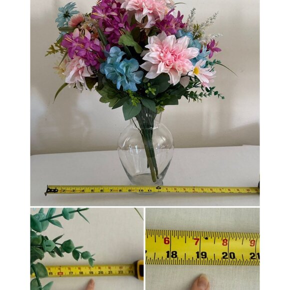 Large Silk Flower Arrangement from Upcycled Mixed Florals Hand Painted Details - Picture 10 of 17